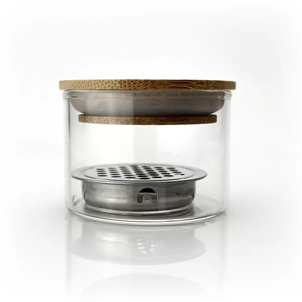 Nail Brush Wash Cup with Glass Container and Bamboo Lid