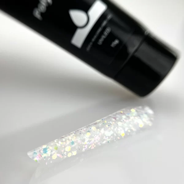 MK Concept Polygel Crystal Sparkle with glitter effect on nail swatch