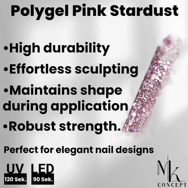 Polygel Stardust 15g with shimmering glitter for stunning, durable, and easy-to-apply nail designs.